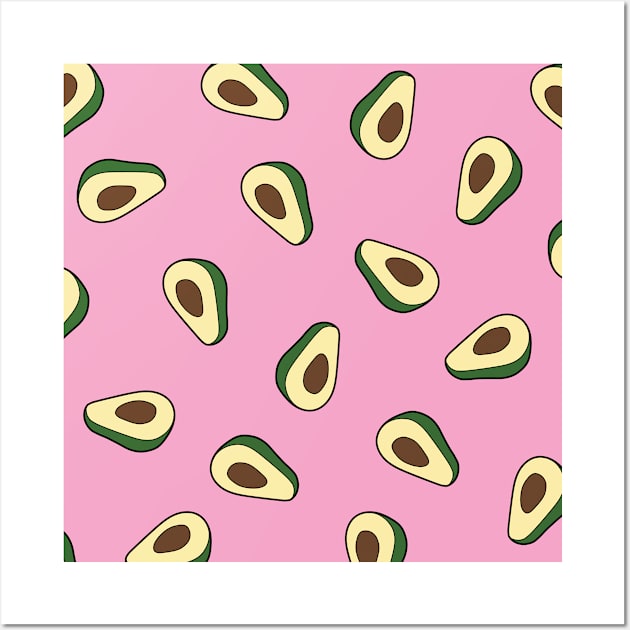 Avocado pattern in pink Wall Art by Cathalo